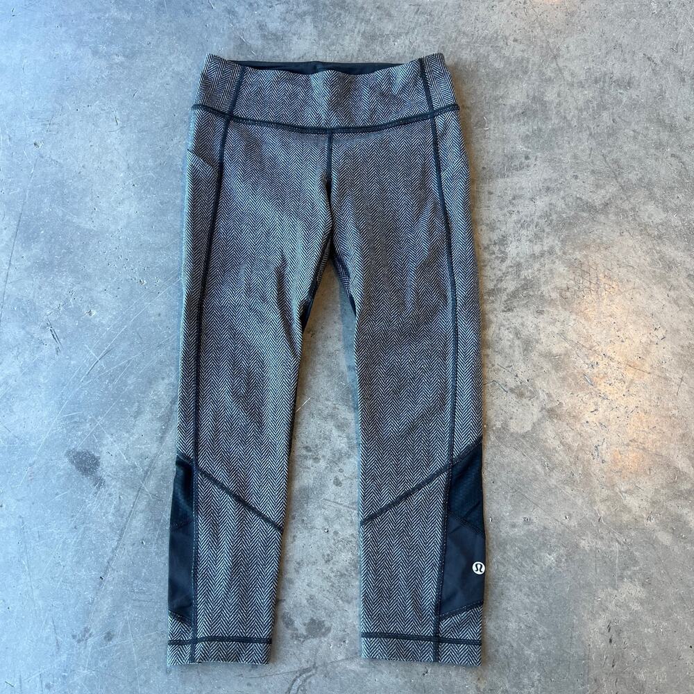 Vintage Y2K Lululemon Pace Rival Crop 23" Cross Hatch Heather Leggings Women's 6